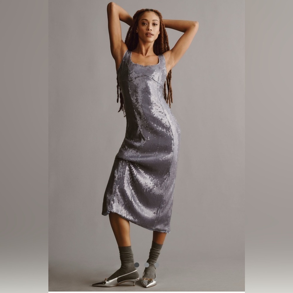 Anthropologie sequin slim mini dress size Large NWT.